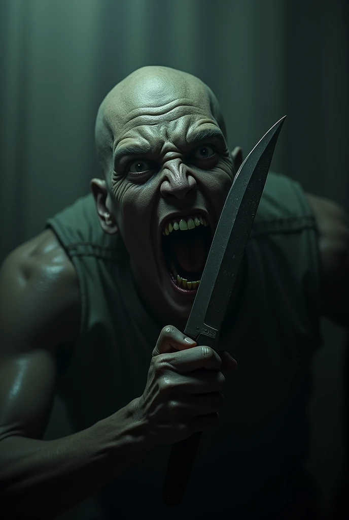 a scream with a knife is looking at us