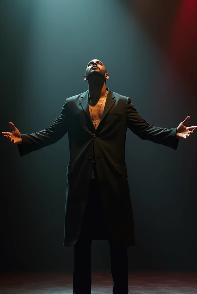 Foreign male R&B-soul singer、Singing with open arms