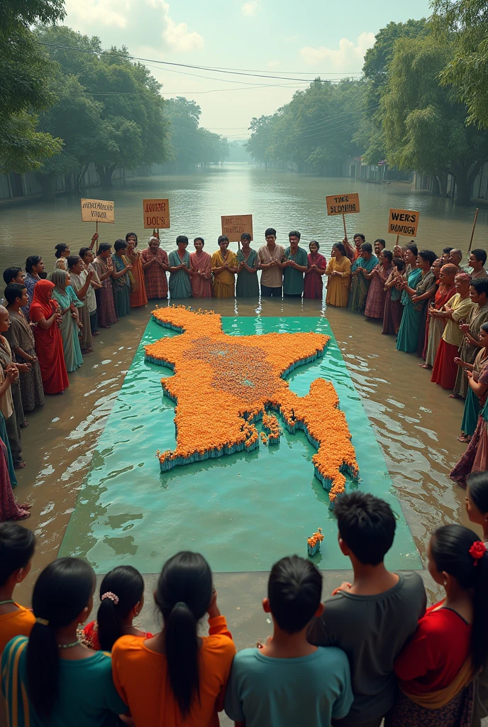 Protesting flood bangladesi map