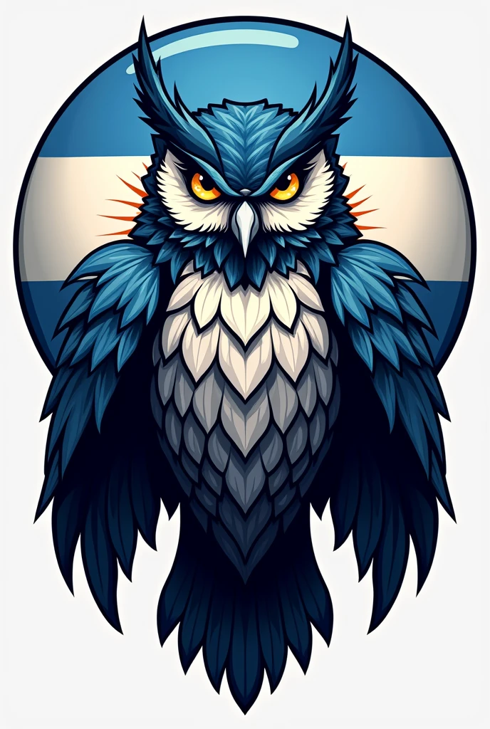 Owl man logo with Argentine flag circular background 8k 4d in a casino for WhatsApp profile