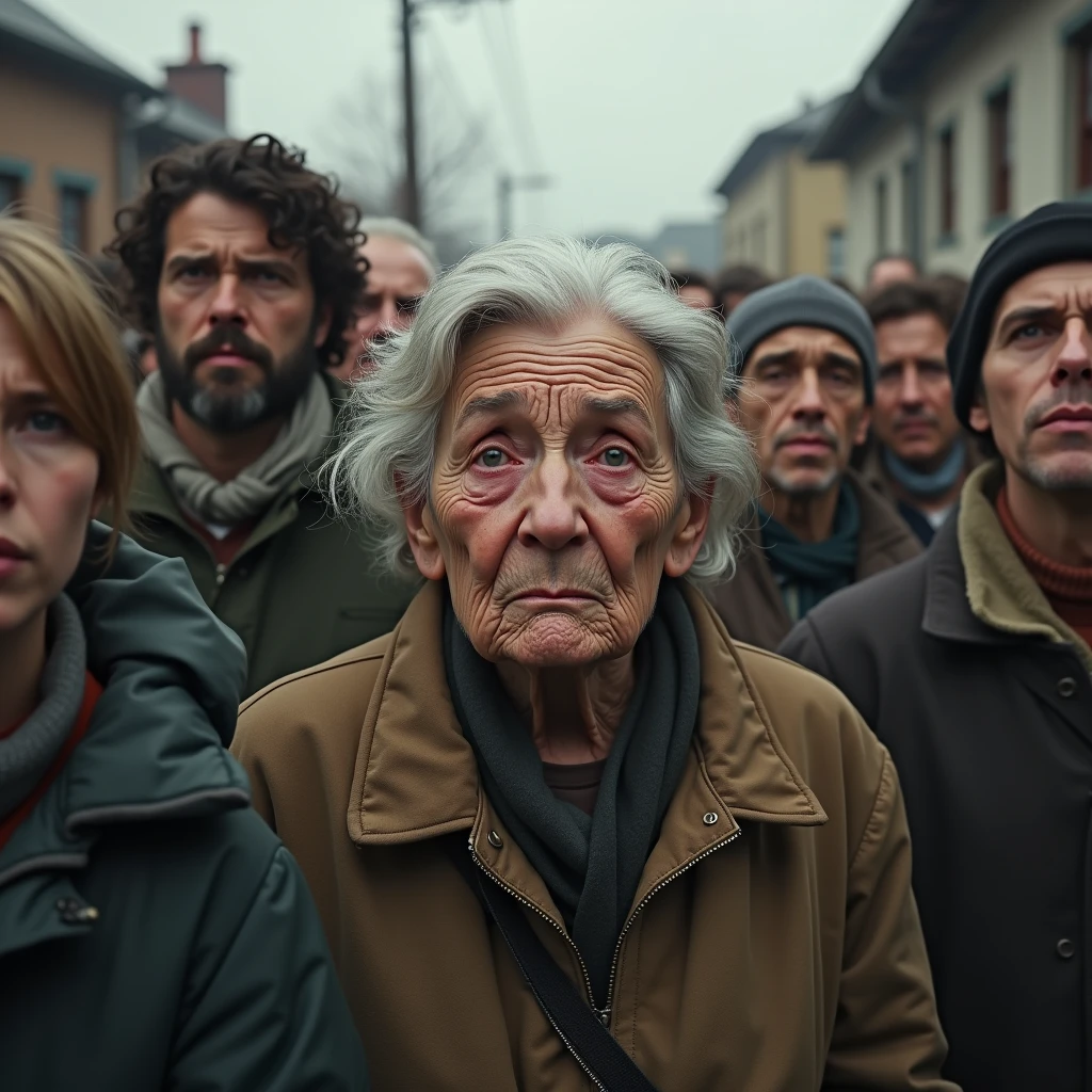 The townspeople stopped suddenly, confused looks on their faces, some trying to remember their names or identities. An old woman forgets her grandson's name, and tears in her eyes.