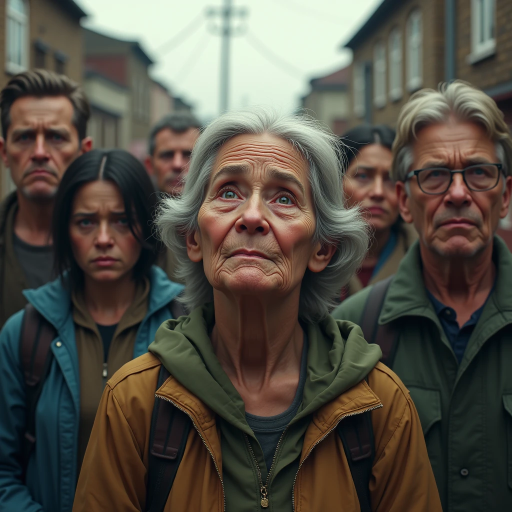 The townspeople stopped suddenly, confused looks on their faces, some trying to remember their names or identities. An old woman forgets her grandson's name, and tears in her eyes.