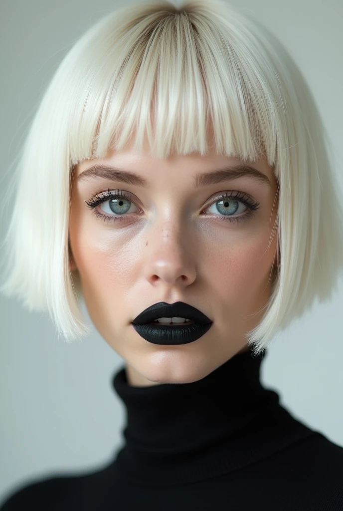 Short blondeボブの女性で、Close-up of dark lips, Short blonde With bangs, hair whitebangs hair, Blonde Short Hair, Short blonde, bleached Blonde Short Hair, with short hair With bangs, Platinum Blonde hair, Short blonde hair, White bangs, Girl with short white hair, Platinum Blonde, With bangs
