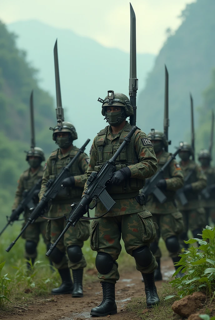 Bangladesh army in top equipment but using swords