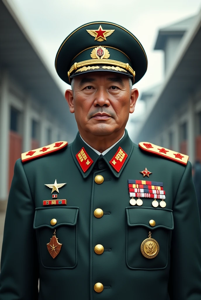 Colonel  nord-coréen regard grave quadragénaire 