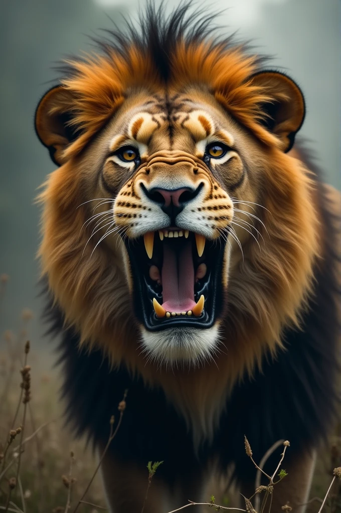 Animal with body of lion and head of lion horrific look