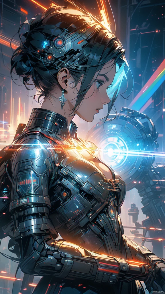(((masterpiece, highest quality))),(((solo:1.2))),(((1girl:1.2))),32k wallpaper, very detailed, poster, vintage science fiction,(((((geometric cinematic movie poster))))), ((((bauhaus)))),(((abstract))),((((mid century modern)))),(((((portfolio))))),(((((Close-up))))),(((((bust up))))),((((more various angle)))),(((highlight))),(((complete. detailed face))),(((Extremely talented))),(((most complecated machine))),(((Overall colorfully))),((((((Absolutely simple background)))))),(((((detailed futuristic machine))))),(((Cleavage))),(((marvel super heroes))),(((rainbow color scheme))),(((Very detailed UI))),(((So many meters))),(((Perpetual Motion Machine)))