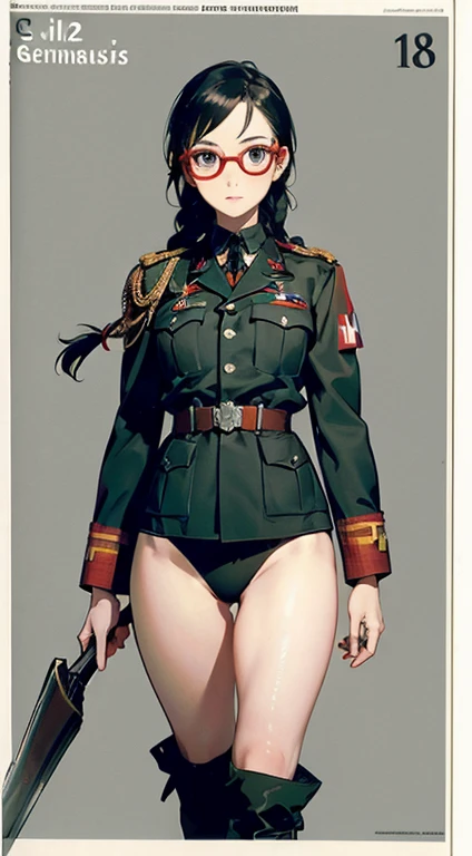 Anime girl with a baseball bat and helmet, :14 Frankl + jet radio, :14 Frankl + Akira, Pilot Girl, flkl, mechanized valkyrie girl, Jet Set Radio Station, jet dial radio, Akira artstyle, Akira moto, Impressive and detailed art style, Kauchert Kents, portrait anime space cadet girl, headquarters, profile, orange background,(( girl)), (((slim, thin waist, thin thighs, thin arms))) Modest outfit, remote shot, detailed beautiful delicate face, detailed beautiful delicate eyes, perfect facial proportions, high-definition skin, fine skin, four-inch best ratio. With one thumb, a masterpiece, highly detailed, realistic, (World War II German general uniform reference : 1.8), the highest face resolution, adult, modestly dressed woman, dressed entirely, ( small, black hair, black straight bangs, super fine braids, straight bangs, red glasses, dark green eyes), future, science fiction, fighter plane, standing On the landing of a fighter plane, the government agency, a deep intelligent personality, a calm expression, a respectful face, a war, a fighter plane (La mejor calidad:1.1), (Obra maestra:1.4), (absurdos:1.0), retrato, primer plano,1girl, Marinero Urano, KizukiAi, Mujer madura, small breasts, aqua eyes, cabello rubio, Uniforme Sailor Senshi, Collar de marinero, arco de pecho, Arco trasero, Falda suplicante, Guantes blancos de codo, Acostado boca abajo, en el suelo, con el trasero en alto, mostrando el culo de espaldas, without looking back