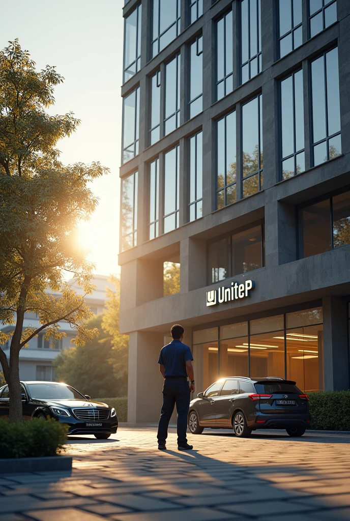 My dream company unitep with my personal car & i am standing in front of it & helping needy people