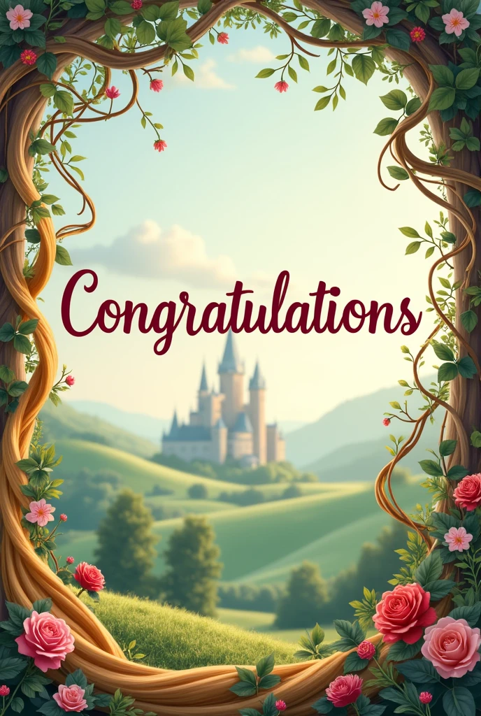 A congratulations poster with the word "Congratulations" only. The design must be closely related or similar to the theme in Rapunzel