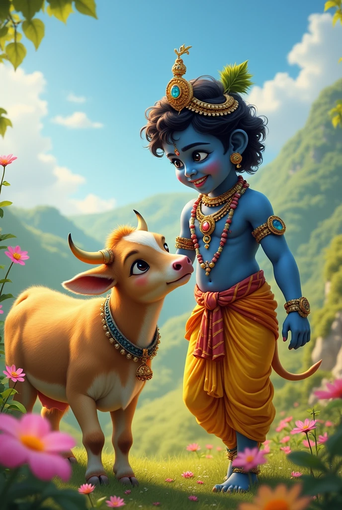 ttle krishna playing whith fulthe