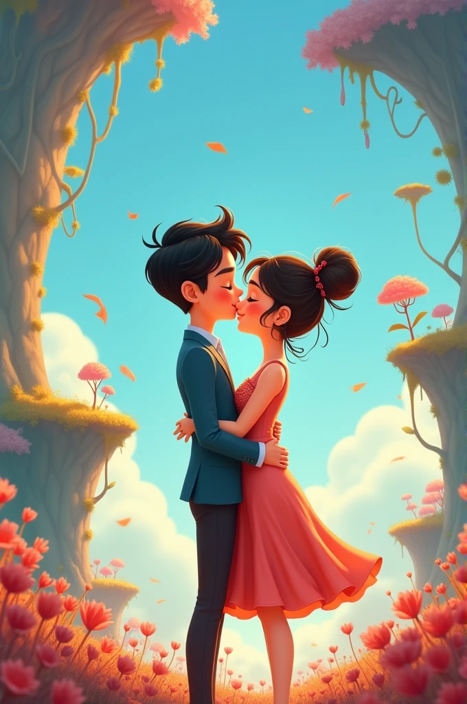 Pixar-anime style couple background