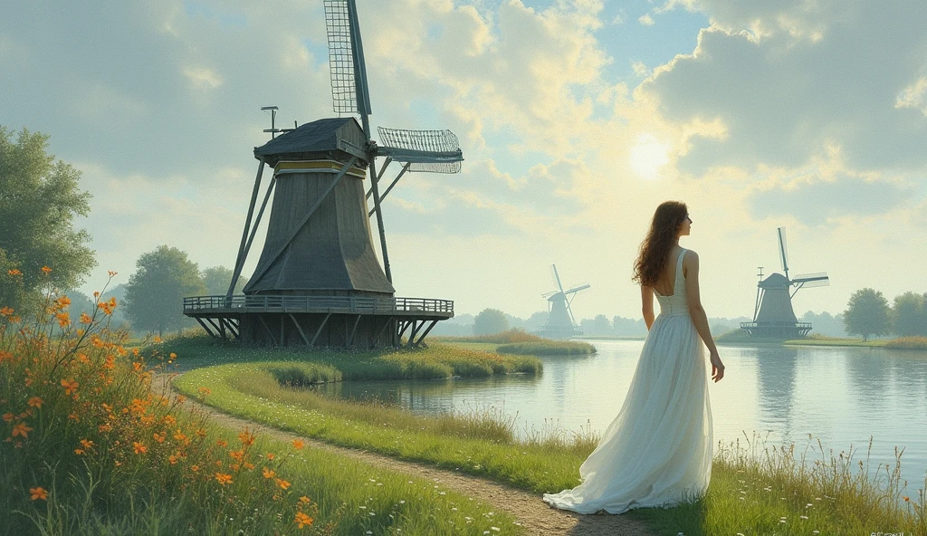 Claude Monet((Claude Monet))、Zaandam Windmill、White woman