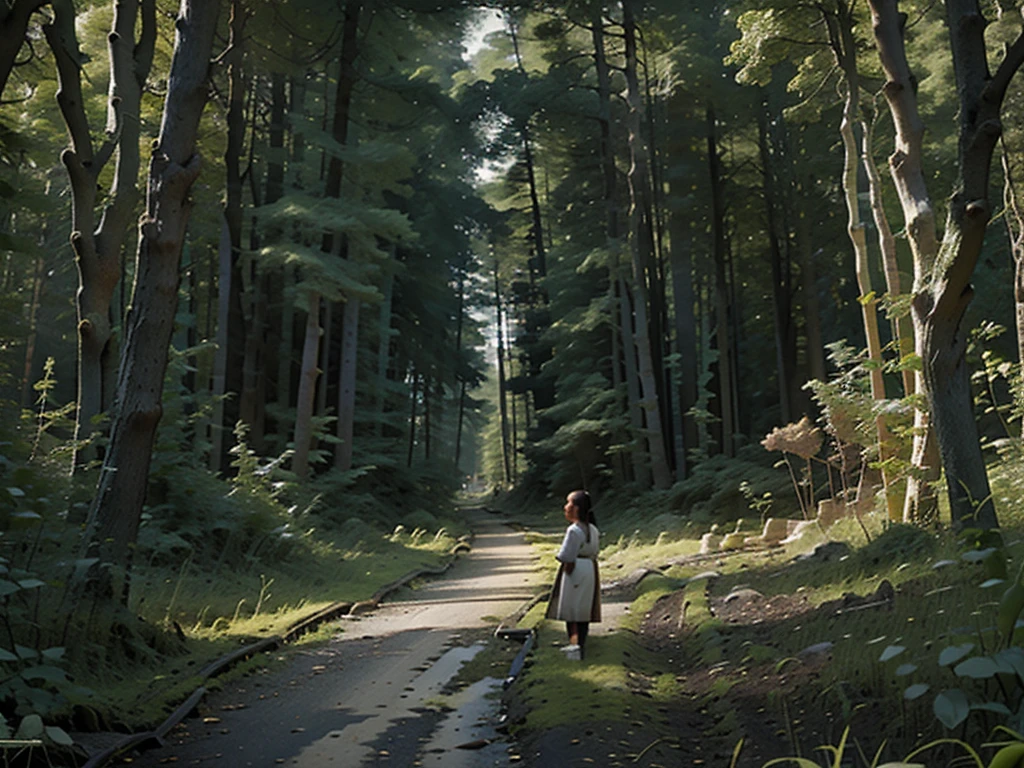 The scene shifts as the forest disappears, and they find themselves back near their village.