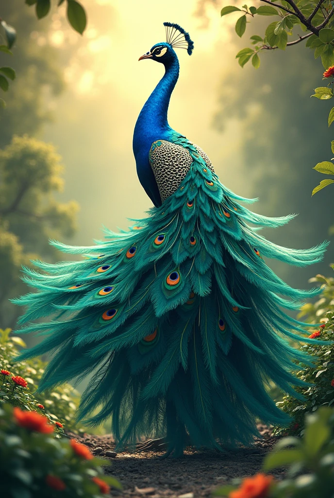 A peacock dancing image 
