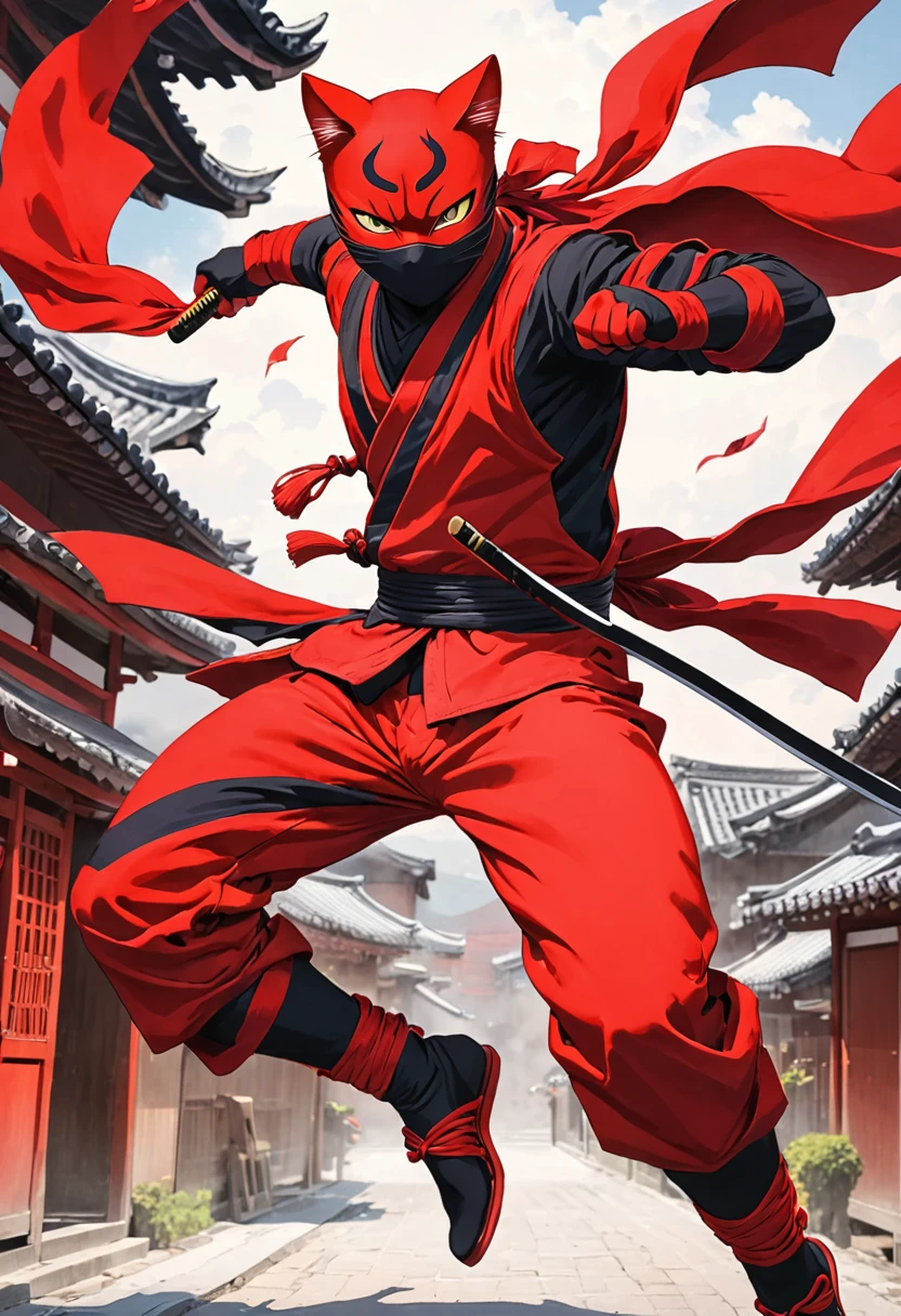 Red Ninja cat man