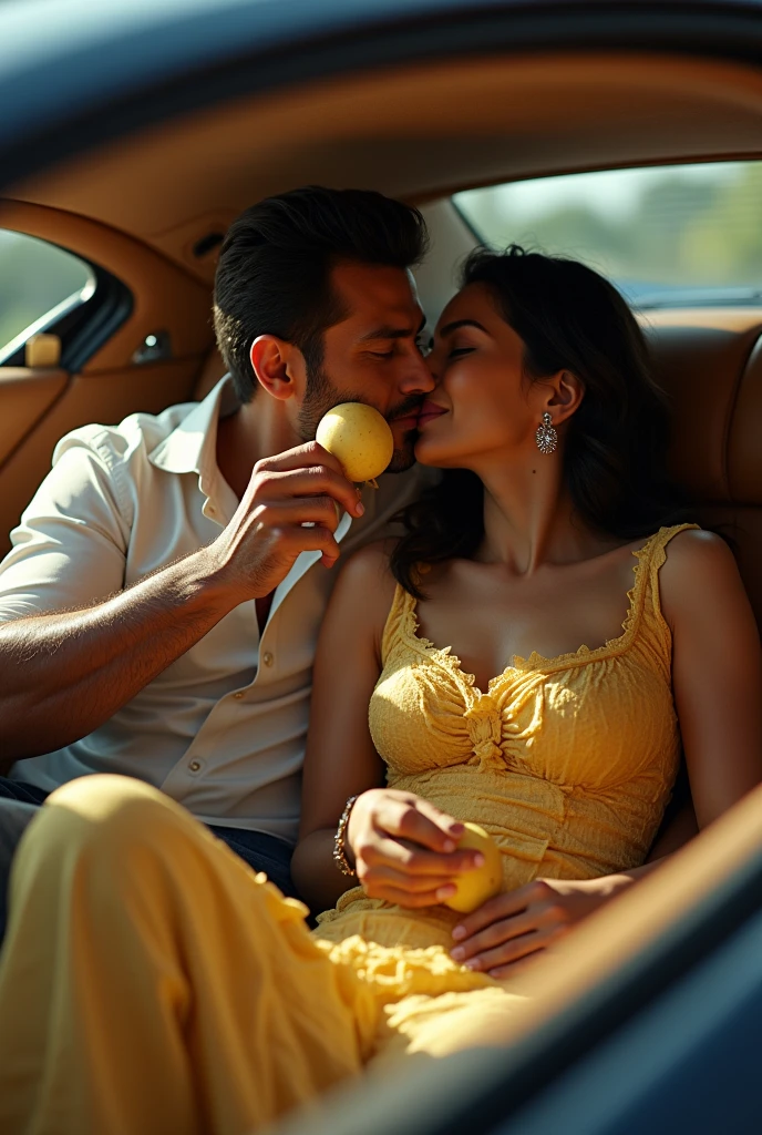 Salman khan eating row potato in a bugati with katrika kaif kissing him