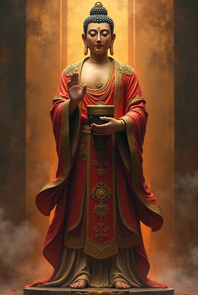 Buddha holding a gun