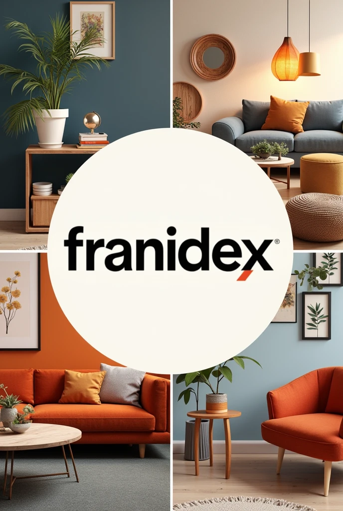  circle logo with home forniture background and inser the name "Franidex" on 