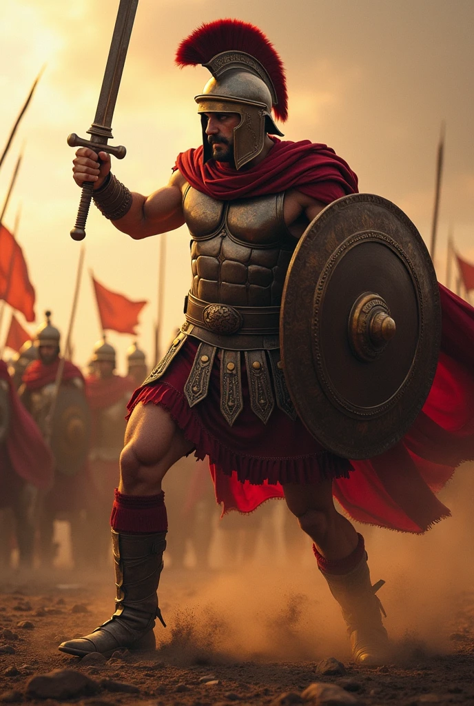A spartan king Leonidas 1 fighting on a battlefield
