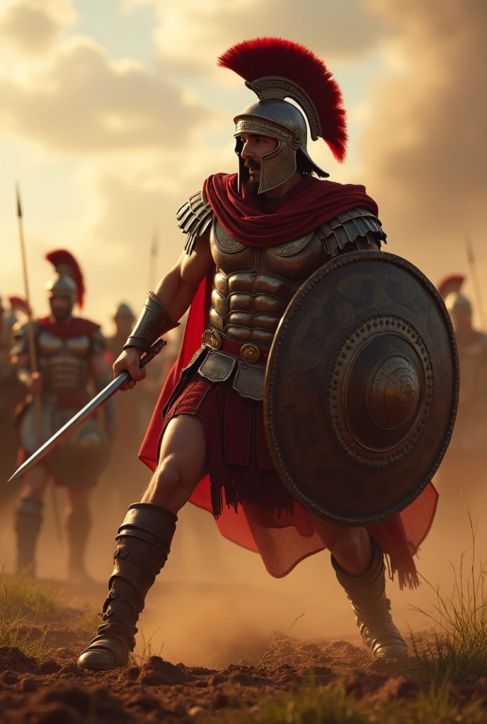 A spartan king Leonidas 1 fighting on a battlefield