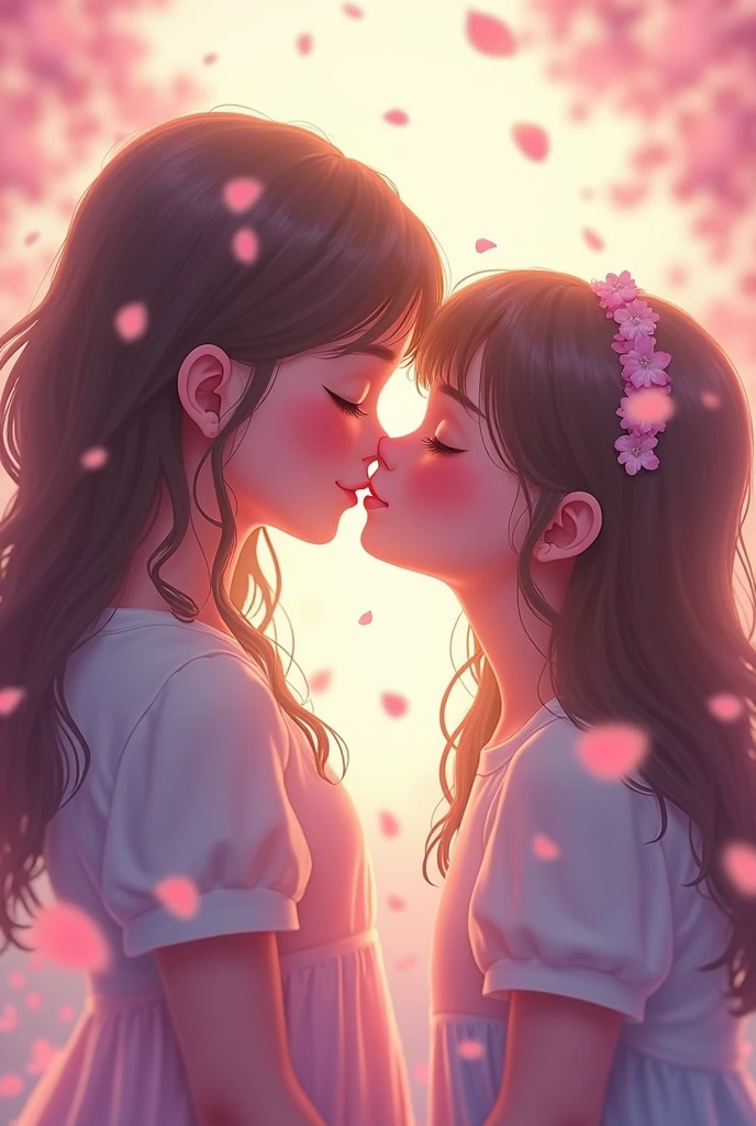 Pink girl kissing