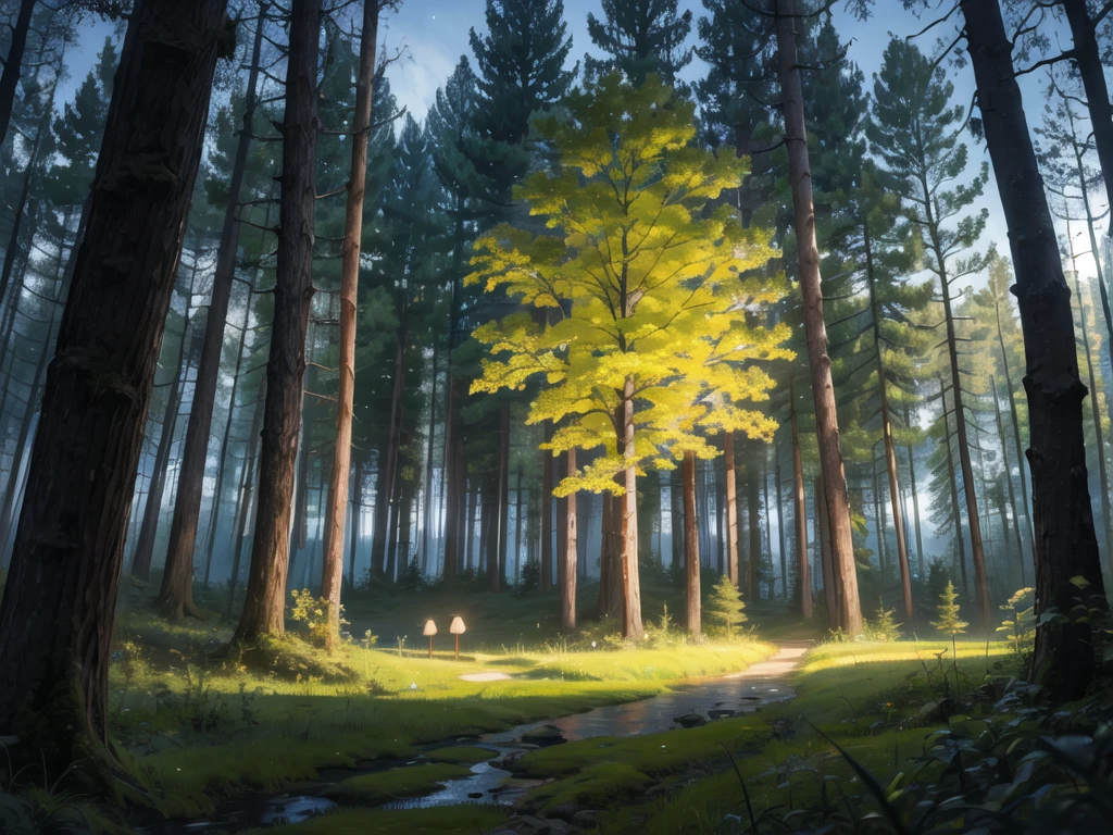 In the middle of the forest at night