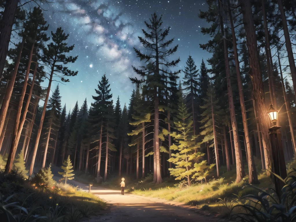 In the middle of the forest at night