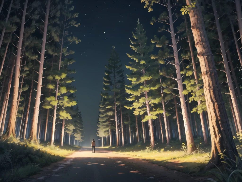 In the middle of the forest at night
