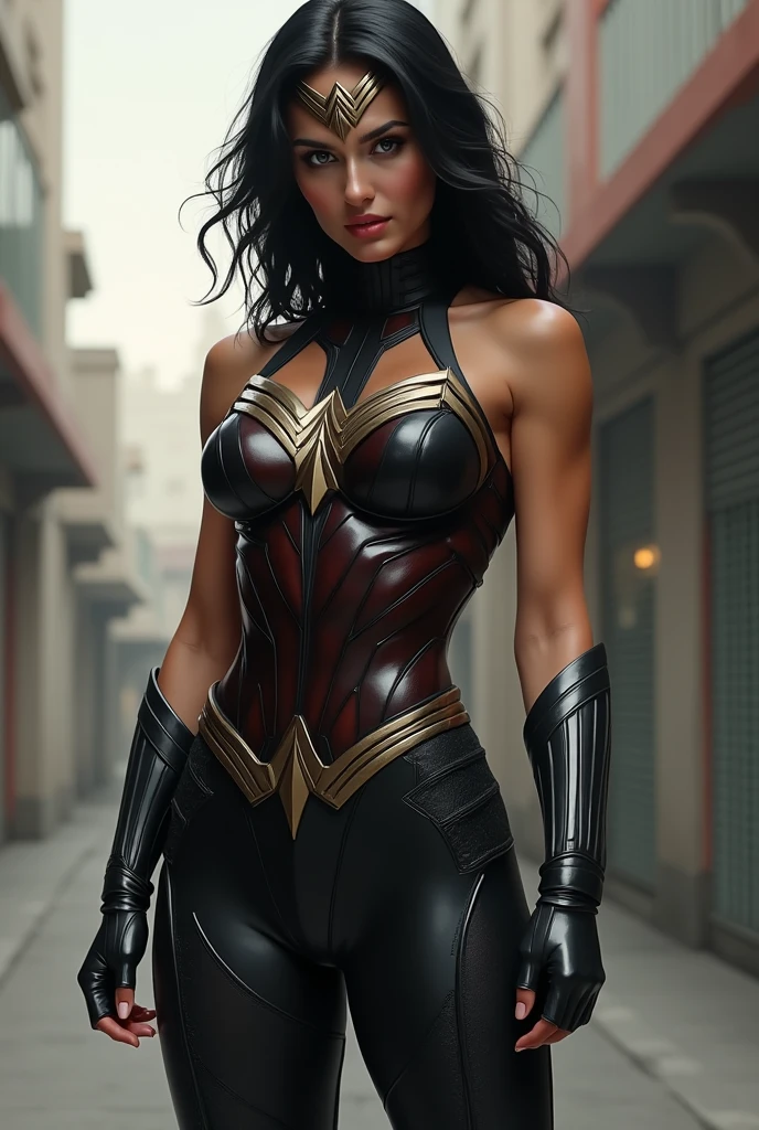 Sexy and hot wonderwoman in sexy black gymwear