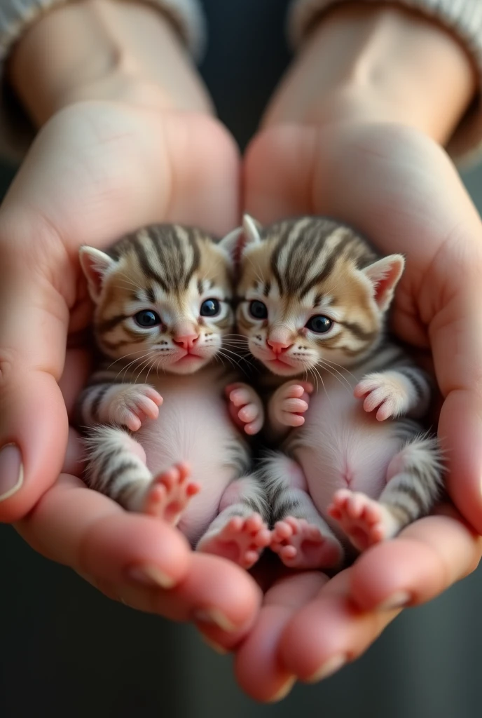 An Adorable tiny kitten babies on hand