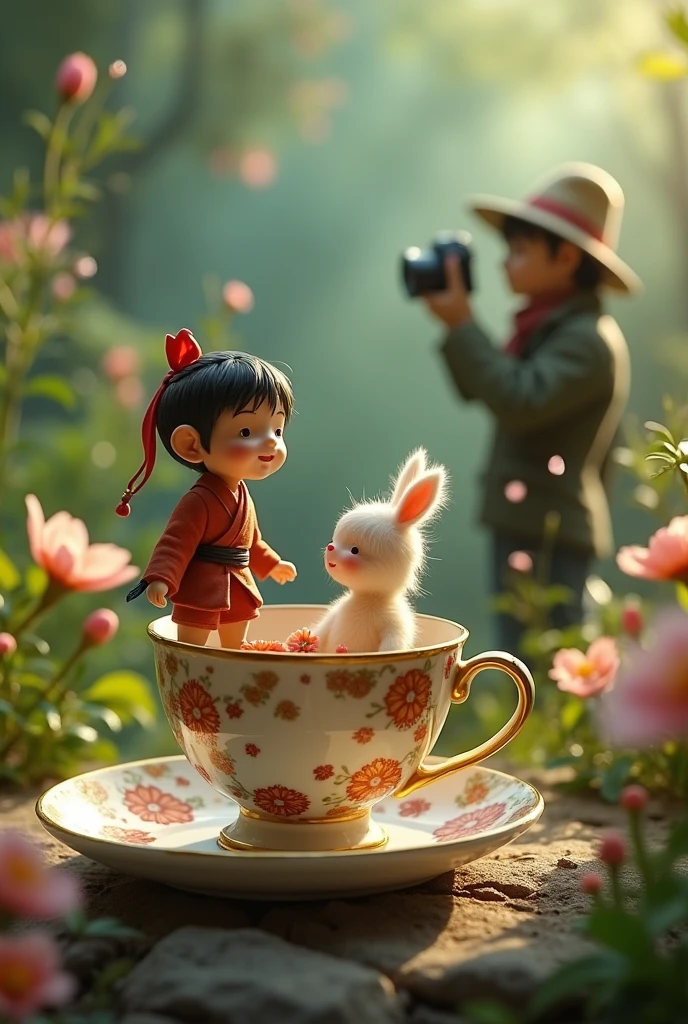The cup of Issun-boshi and Thumbelina is photographed by Papa Lunch