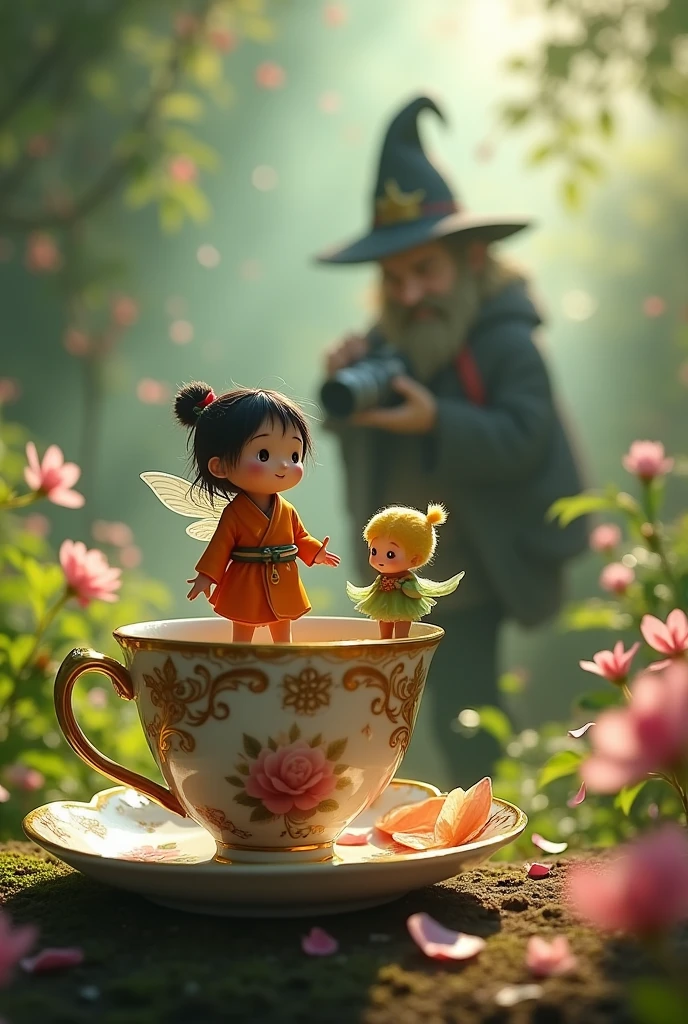 The cup of Issun-boshi and Thumbelina is photographed by Papa Lunch