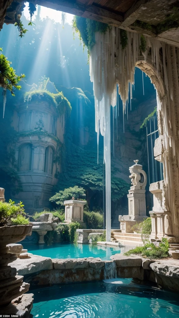 Rococo ruins in the Crystal Cave:The Architecture of a Declining Civilization:Italy:mysteryな透き通る青い海:Optics:Stone pillars and walls,Detailed Design,mystery,世界で一番Beautiful feces風景,Travel Photos,天井から漏れるOptics:優しいOptics:Like being wrapped,Shot by a professional photographer,Photos featured by National Geographic,Buildings built by ancient people have been covered with stalactites over the years.,Blue Hole,Beautiful feces,fantasy,なんてBeautiful feces,