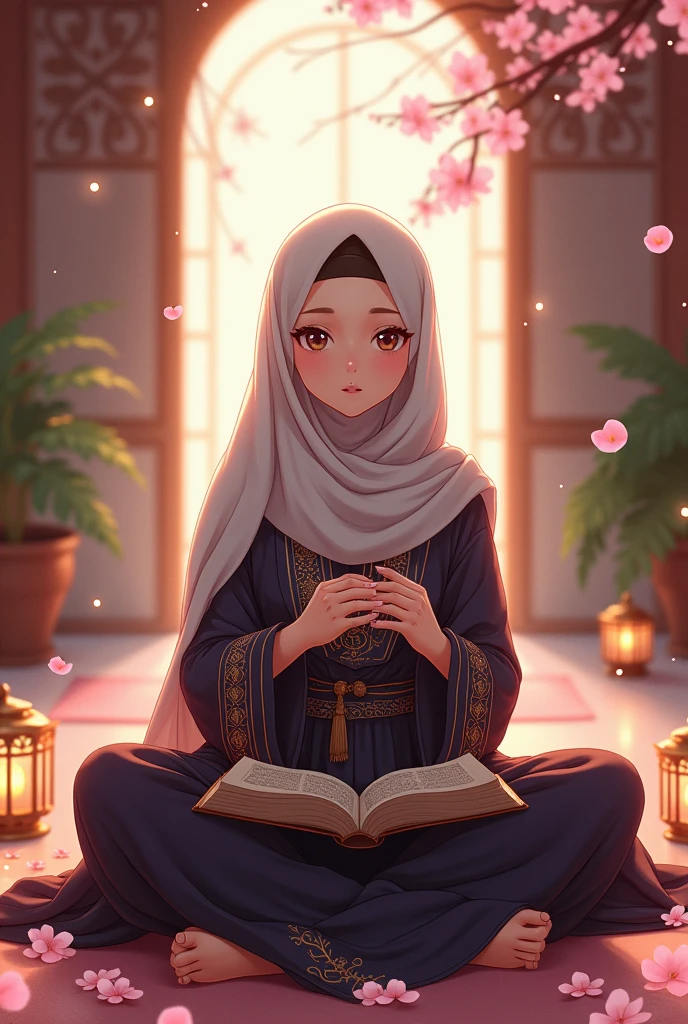 Witgout showing face Muslimah is telling stories anime