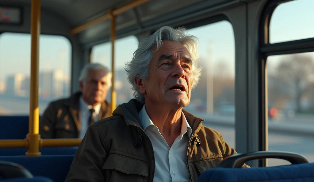 Man Breathing a Sigh of Relief:** A man, presumably Aman, inside the bus with a relieved expression as the bus starts to move normally, with a sense of resolution in his demeanor.