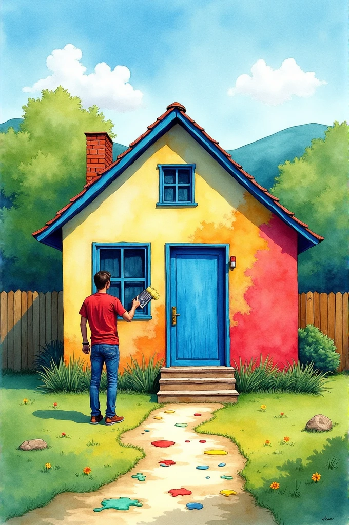 Painting a house with watercolors