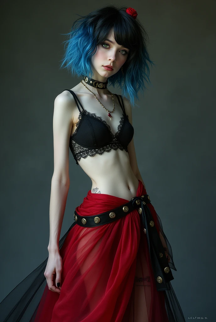 Femboy 1 boy with pale white skin
Emo hair style from blue to black
Gothic makeup
Boy with a female face
Boy
Effeminate man with feminine and fine features
Wearing a black carnival bra with gold details
Using black carnival taga with gold details
Using a red semi-transparent silk fabric as a skirt
Barefoot with black painted nails
Black painted toenails
Dancing