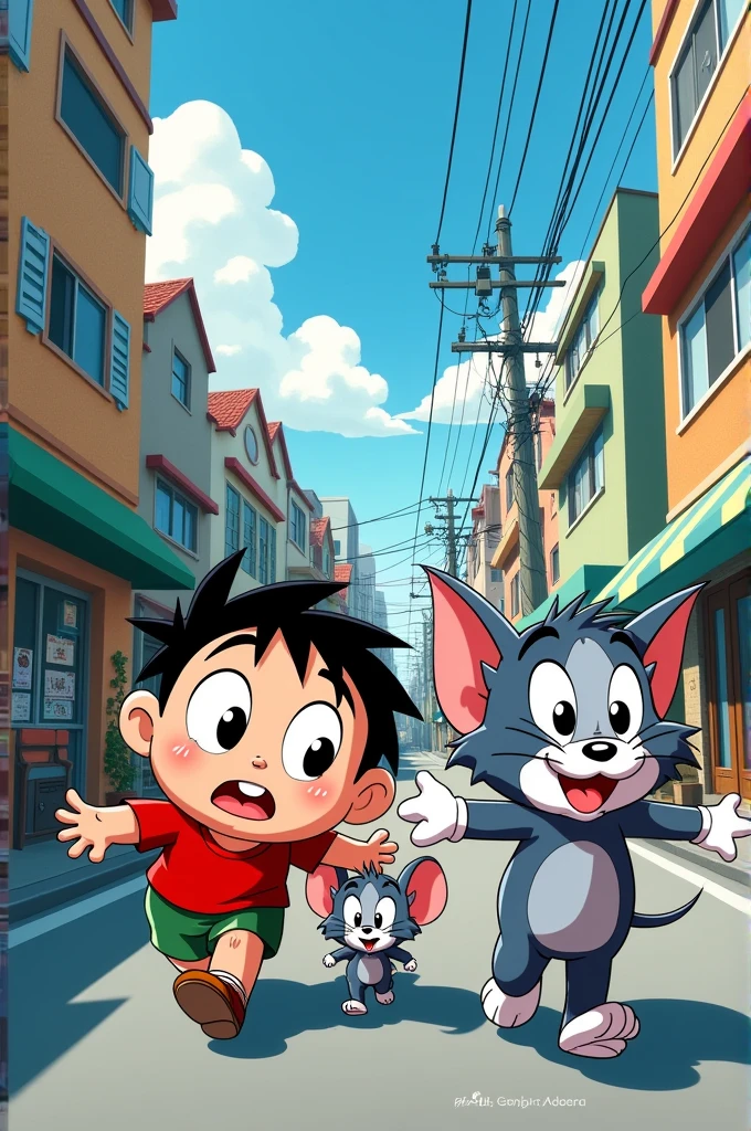 , Tom spotted Shin-chan with Jerry and theer decided to leading to a chaotic adventure across the town.