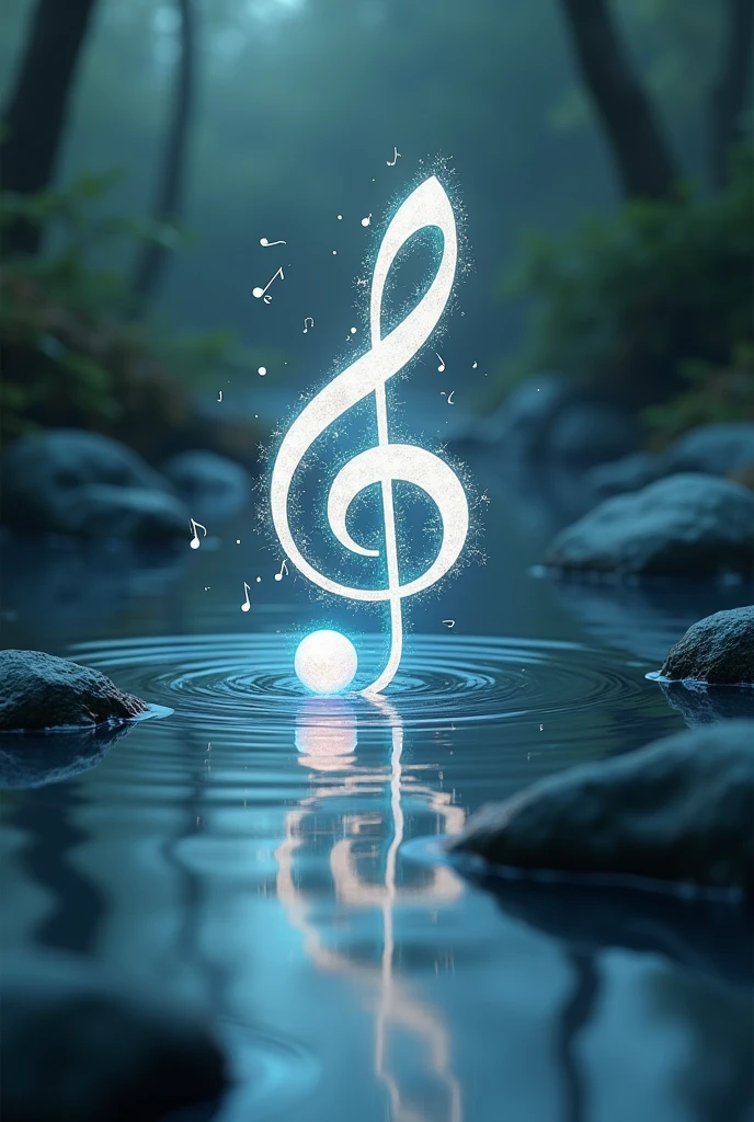 Music letter in water