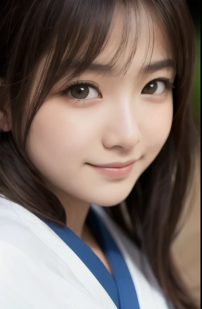 best quality, face focus, soft light, ultra high res, (photorealistic:1.4), RAW photo,(Shinozaki Ai), (fair skin), (kawaii),
1 Japanese girl, solo, cute, smile, (pupil, lights in the eyes),  detailed beautiful face, Medium-sized breasts,(high resolution detail of human skin texture),(long hair),(portrait), upper body, white traditional kimono, A sunny afternoon