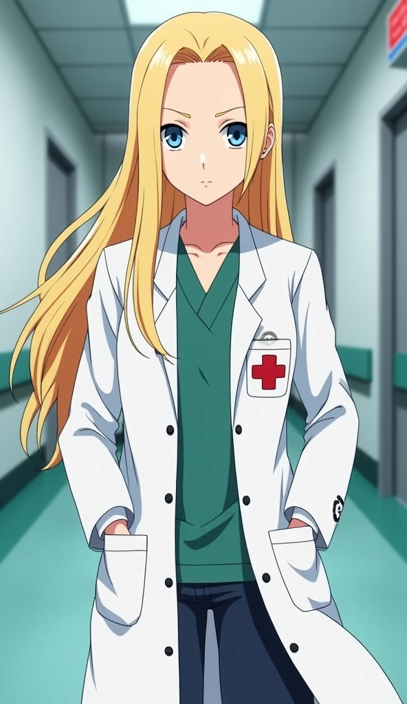 Ino Yamanaka from the Naruto anime wears a doctor's uniform