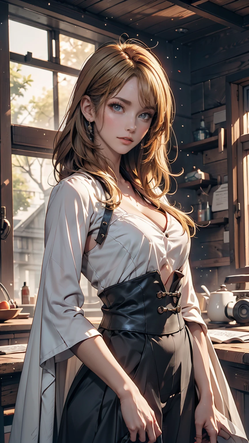 Blonde woman, dressed as dieselpunk, Model shooting style, (Highly detailed CG 8k wallpaper units), The most beautiful art photos in the world, A magnificent professional (photo shoot：Steve McCurry), 8K Ultra HD, Digital SLR, Soft lighting, high quality, Film Grain, Fujifilm XT3 Sharp focus, 5 ....6, Attention to detail, Sharp focus, dramatic, (Wearing diselpunk clothes), (Looking at the audience:1.2),  (Natural light), (Fascinating)