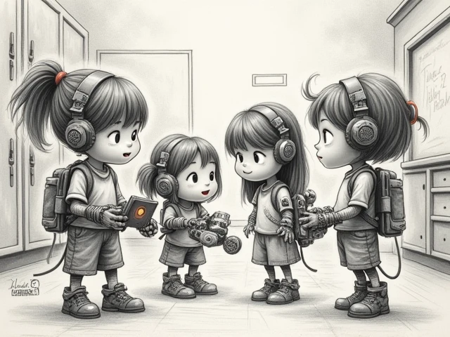 caricature, Robot activities, pencil sketch