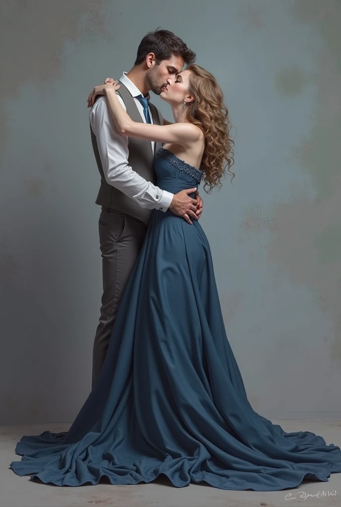 There was a man and a woman hugging each other., Photorealistic paintings by Kentaro Miura, Pixieve, concept art, ( Ilya Kuvchinov ), Artwork in the style of gouache, nick silva and Ilya Kuvchinov, Ilya Kuvchinov. 4 ก, Spectacular painting, ( ( Madsburg ) ), Passionate pose