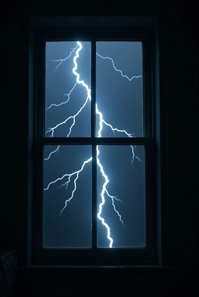 In the pitch dark of the night a strong lightning struck which was visible from the window