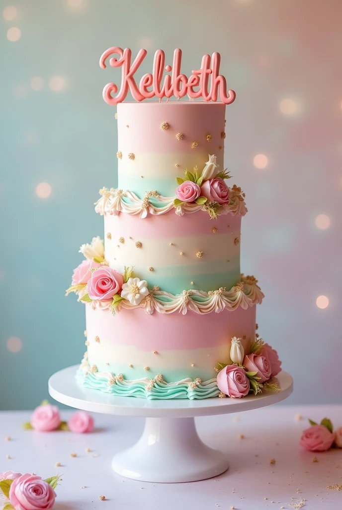 A birthday cake with the name KELIBETH