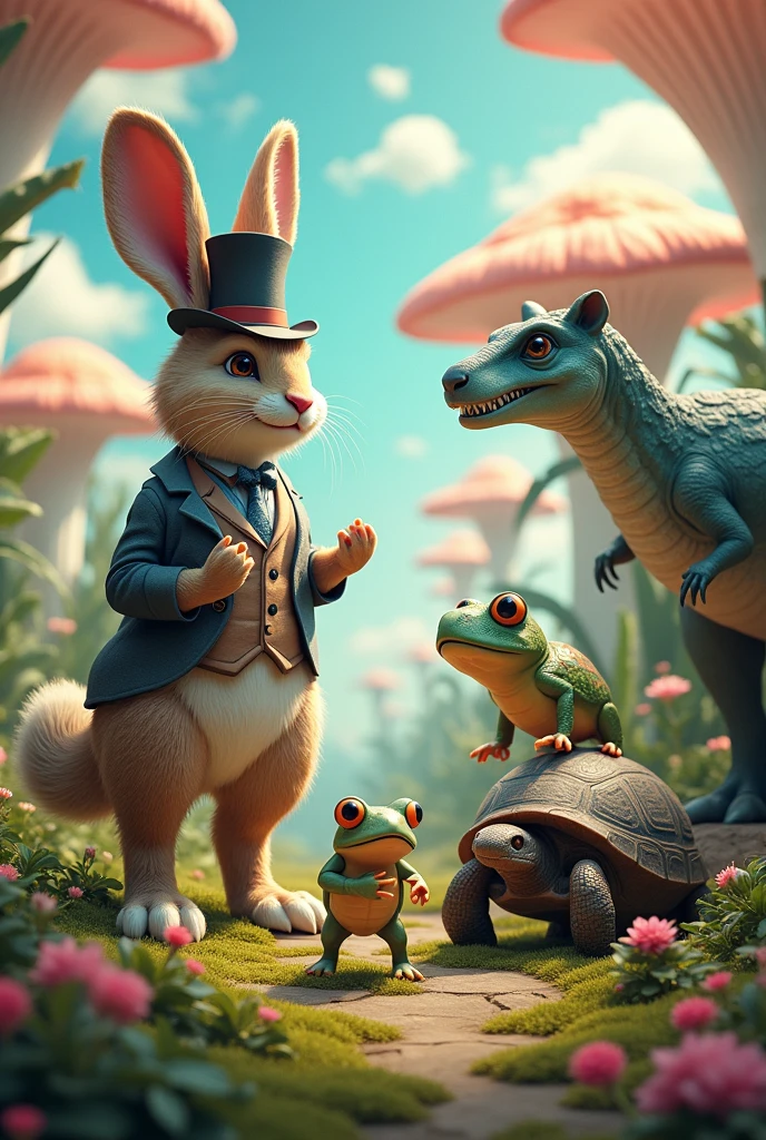 rabbit dinosaur wolf tortoise frog crab 
