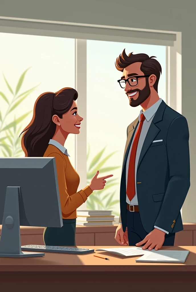 First day on the job
* Atmosphere: An office with a workspace set up for Ms. Pin
* Characters:
* Ms. Pin sits at her new desk
* Mr. James greets and offers support on her first day on the job
“It is a human figure” graphic