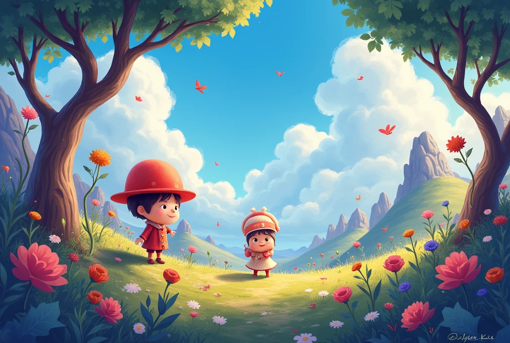 YouTube kids animated picture looks like a painted image with a 1024:576 Pixels
